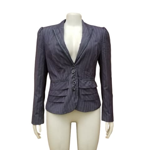 Ladies Stripes Jacket With Full Lining - Grey