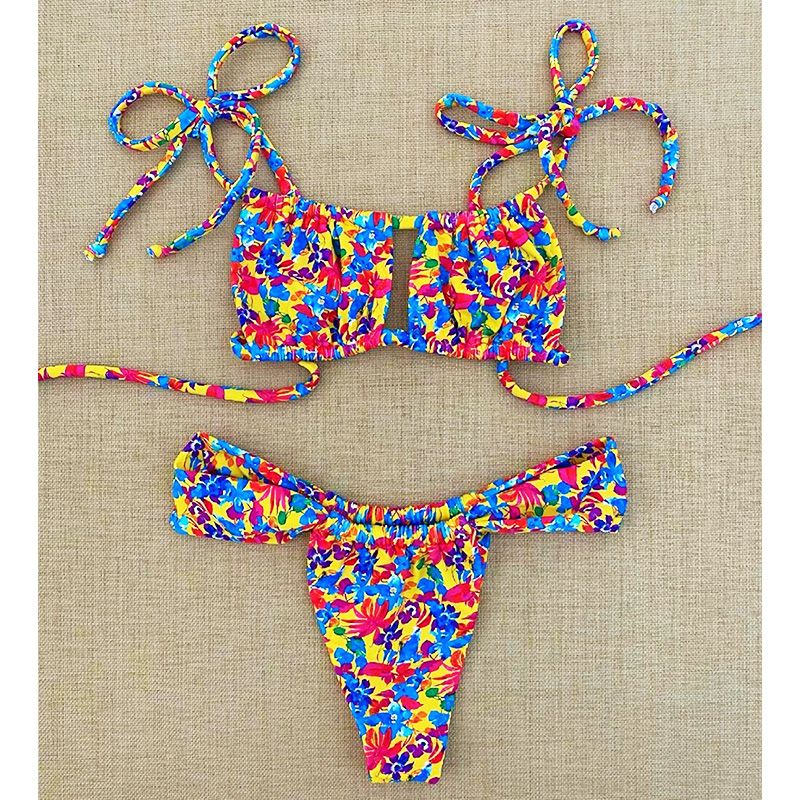 Bikini Set Women Swimwear Push Up Swimsuit Top Solid Bottom Print Brazilian Biquini Bathing Suit Swim Wear Beach MA21252B2 KIP