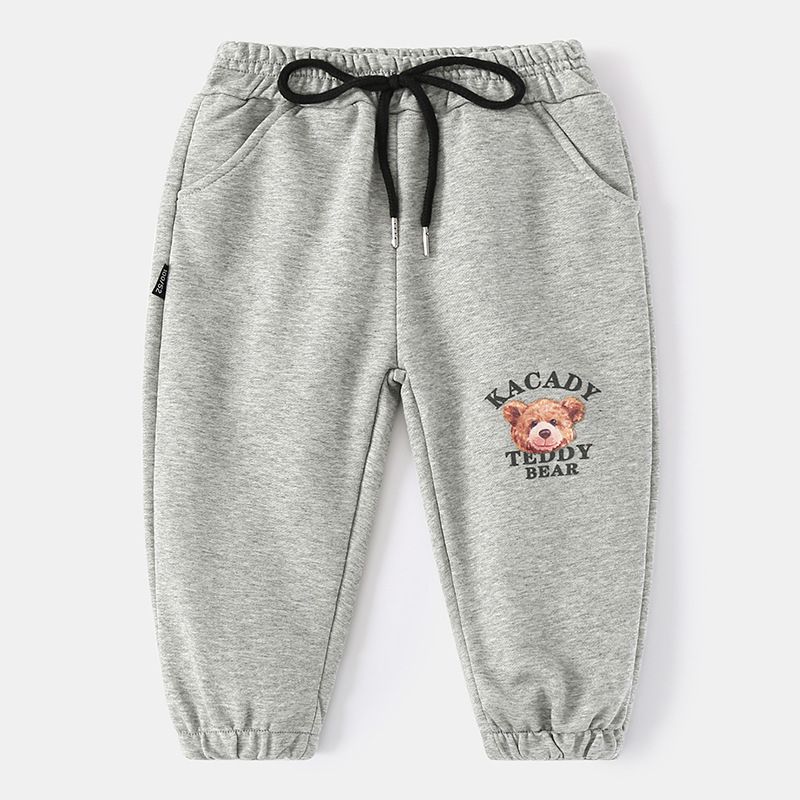 95% Cotton 5% Spandex Kids Boys Casual Print Pants-Grey