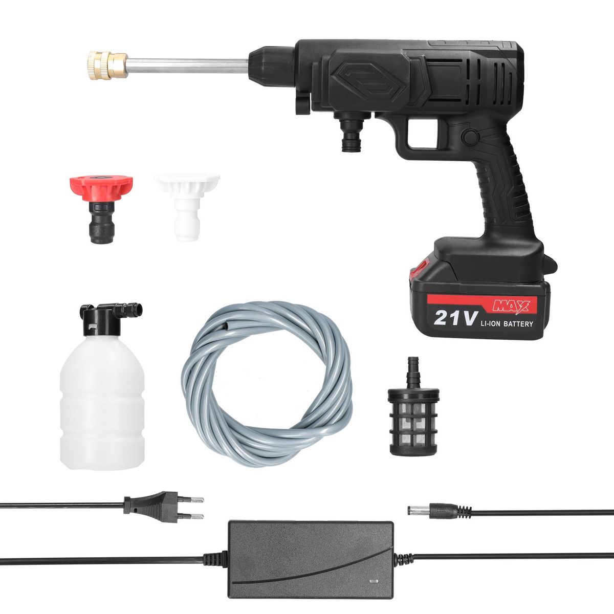 Household Cordless High Pressure Car Wash Tool Portable Vehicle Cleaning Machine Automobile Washer with Foam Bottle