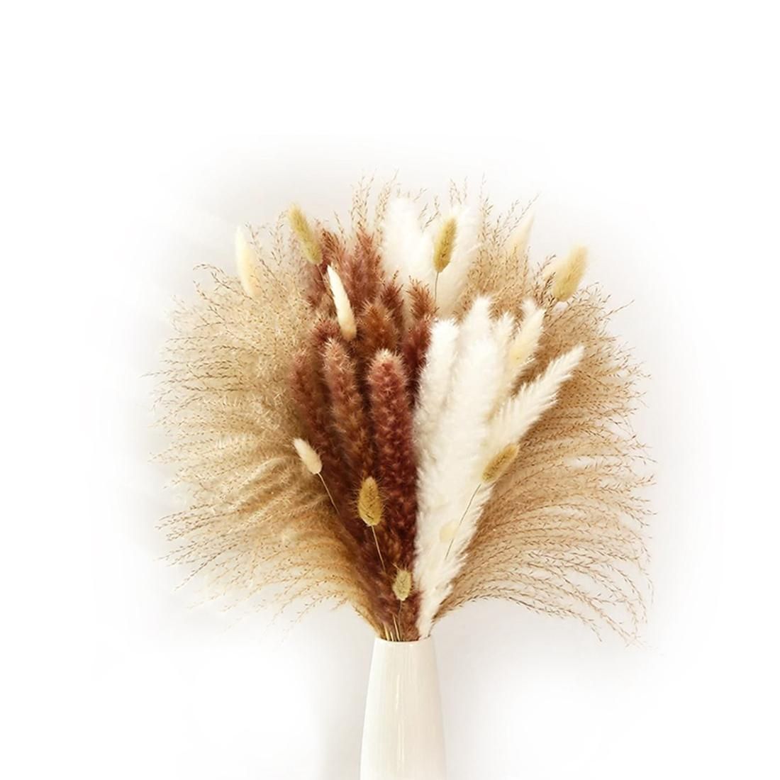 110Pcs Dried Pampas Grass Decor , Fluffy Bouquet17.5 Inch)