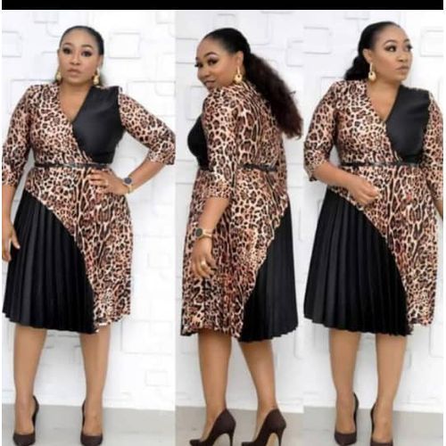 Trendy Beautiful Stylish Gown - Black And Animal Skin