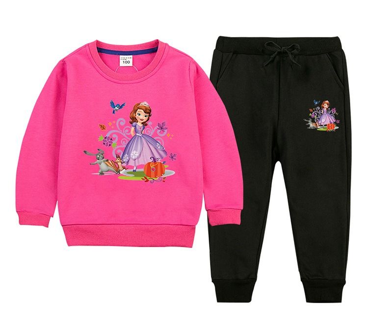 GIRL PRINCESS SOFIA  2PSC SET TRACKSUIT- PINK/BLACK