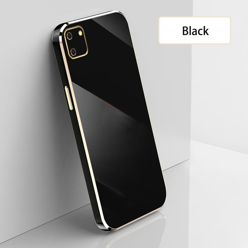 Ultra Thin Plating Phone Case for Realme C11 Lens Protection soft Phone Back Cover-Black