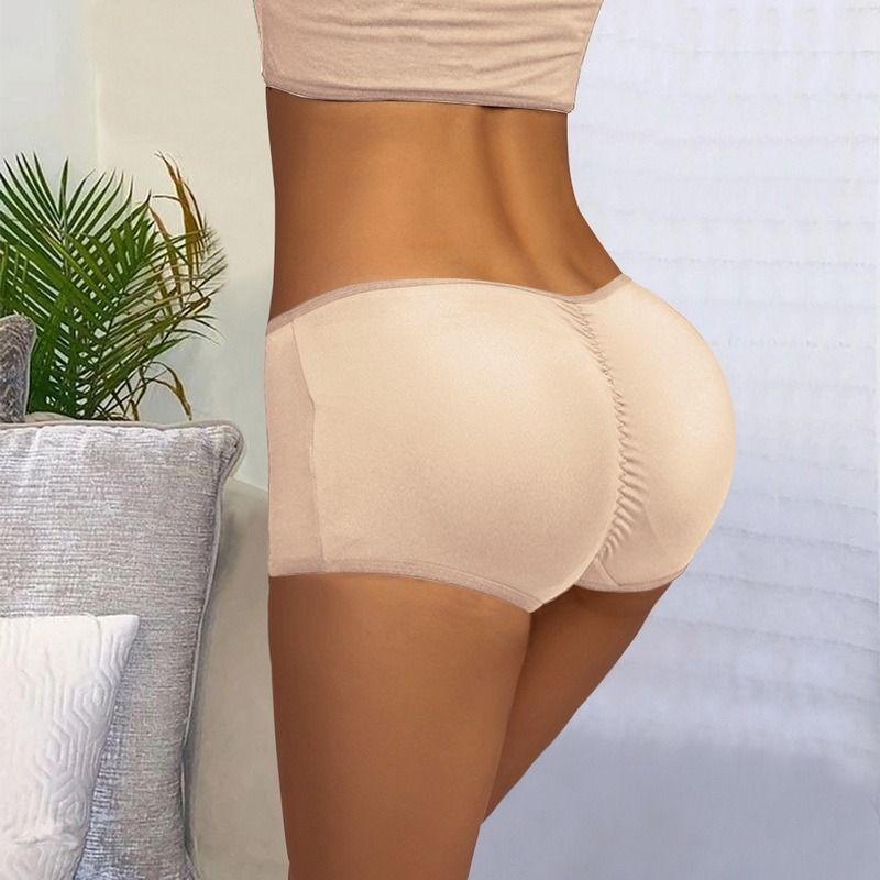 (apricot)Women Body Shaper Padded  Lifter Panty  Hip Enhancer Fake Hip Shapwear Briefs Push Up Panties Plus Size Booty Shorts DOU