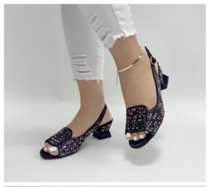 New Female Fashion Executive Low Heel Sandals-Black