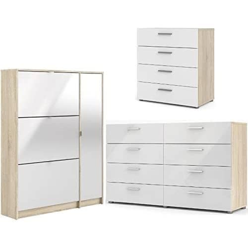 Square 3 Piece Furniture Set With Dresser Shoe Cabinet & Chest - Oak/white