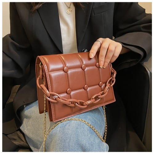 Leather Ladies Crossbody Hand Bag- Brown