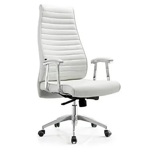 Office Swivel Executive Chair - Leather - White