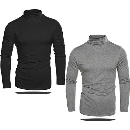 Plain 2-in-1 Turtle Neck Long-sleeve