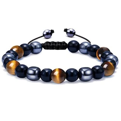 Tiger Eye Obsidian Bead Bracelet - Black