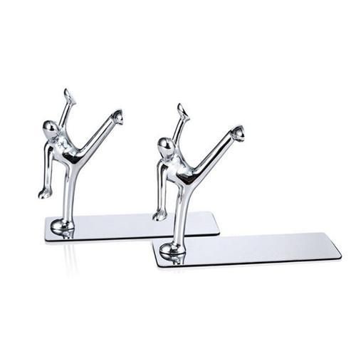 2 Pcs Decorative Stainless Steel Bookend Creative Chinese Kongfu Men Book Magazine Stand Desk Organizer Holder For Gifts