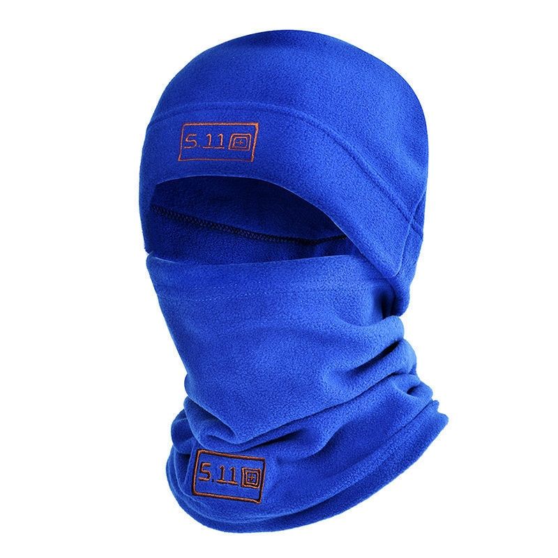 Winter Fleece Hat And Scarf Set Thermal Head Cover  Tactical Warm Balaclava Face Mask Neck Warmer Sport Cycling Ski Scarf Hat-Blue-A