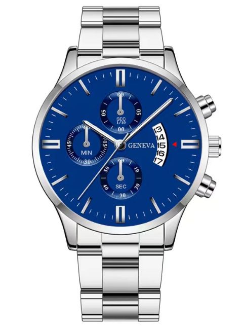 Stainless Steel Wristwatch Quartz Business Watch Blue