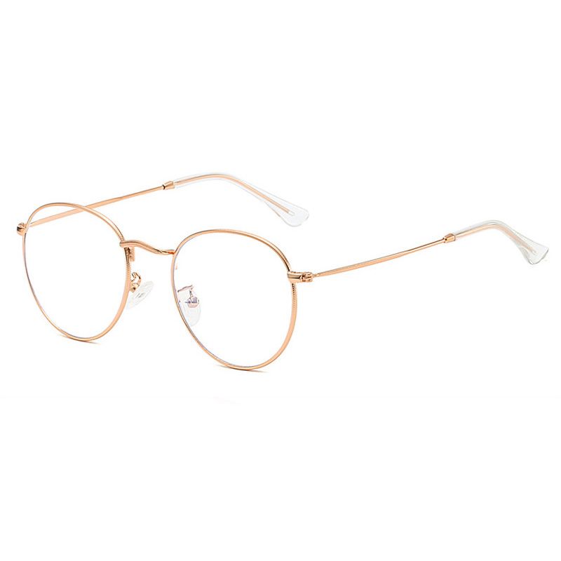 (Rose Gold)Classic Anti-Blue Light Glasses Frame Brand Designer Fashion Round