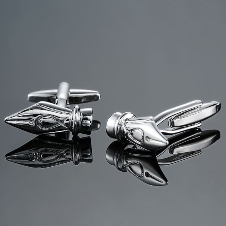 2 Pairs Shirts Enamel Lacquered Cufflinks, Color: Silver Pen Head