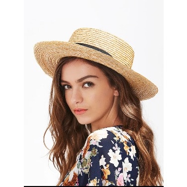 Bow Band Straw Boater Hat