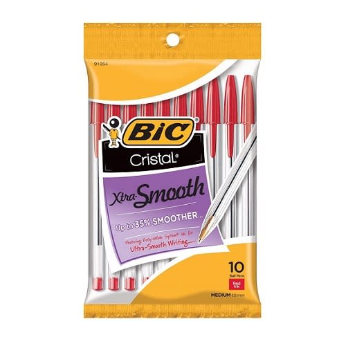 Xtra Smooth Ball Pen Biro - Medium Point 1.0mm - Red - 10 Counts