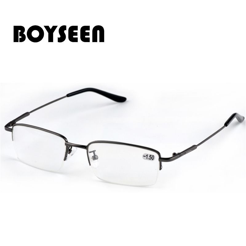BOYSEEN Men's Half Frame Memory Glasses Fashion Metal Ultralight Myopia Finished Glasses 0962