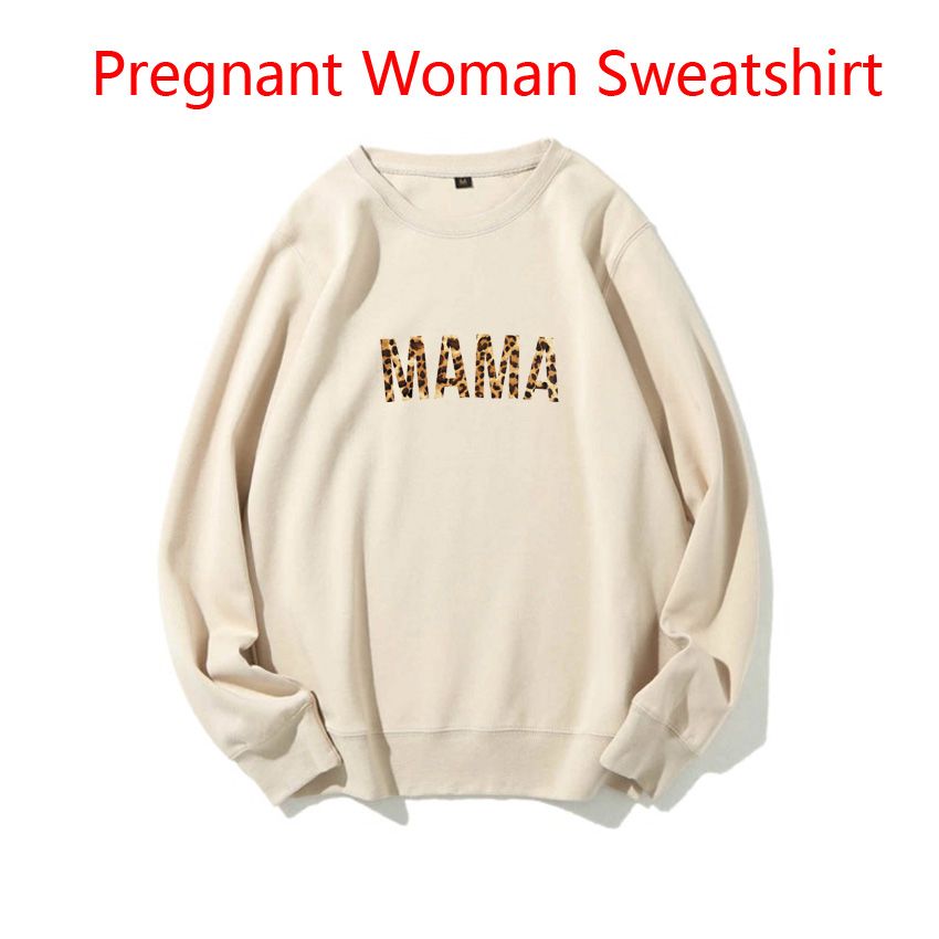 Khaki 1089-Fashion Korean Version Maternity Women Sweaters Leopard Pattern MAMA Letter
