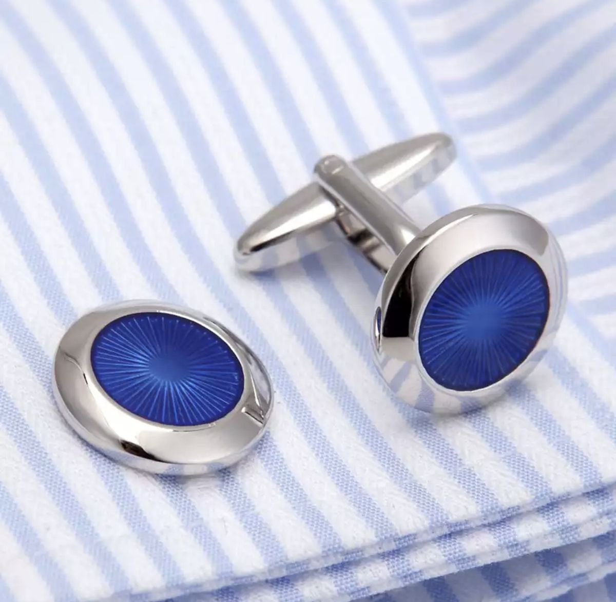 Men's Blue & Silver Cufflinks