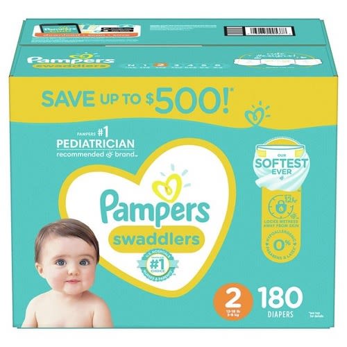 Pampers Swaddlers Diapers Size 2- 180 Count