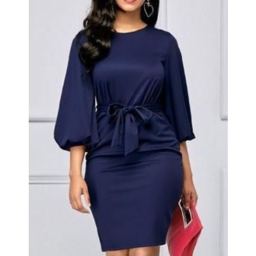 Elegant O-neck Puffy Hand Dress