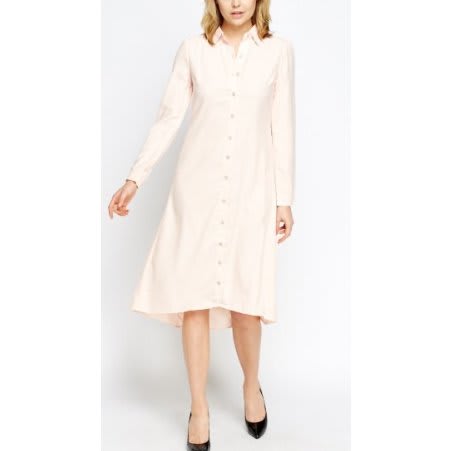 Long Asymmetric Shirt Dress - Peach