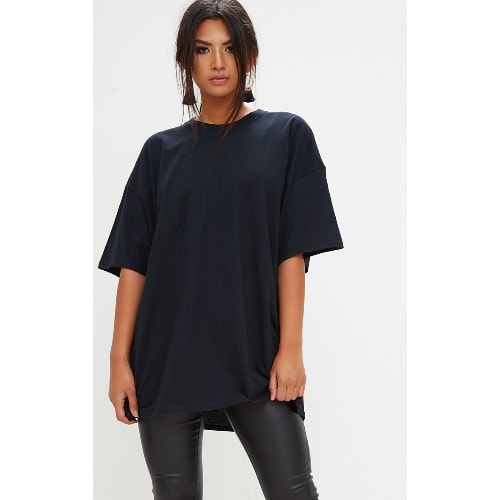 Oversized Plain Black Women's T-shirt