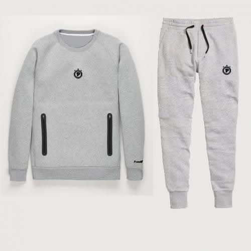 Grey Sweatshirt With Zips And Sweatpants Set