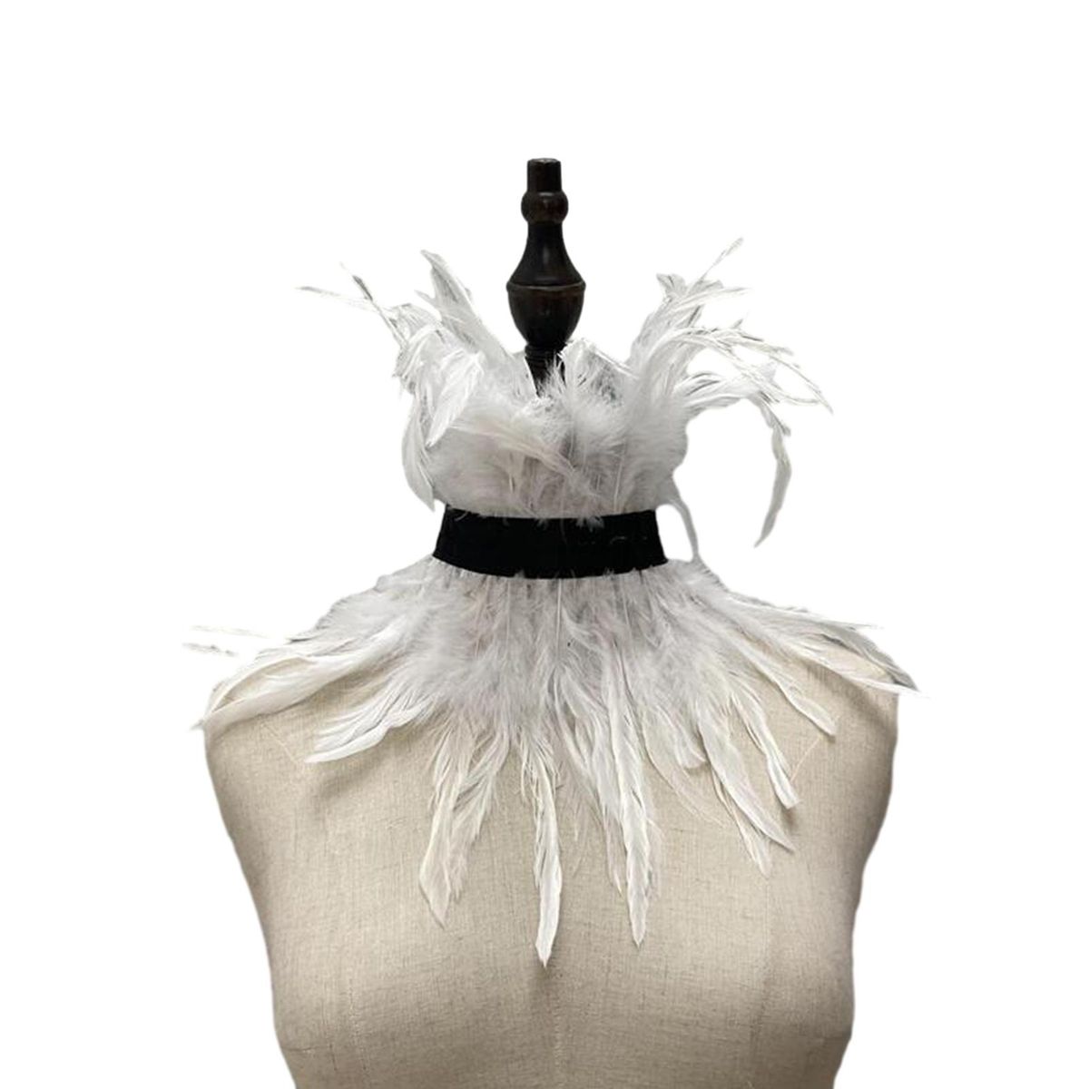 Faux Feather Fake Collar Feathered Lace Neck Sleeve Chic for Women White