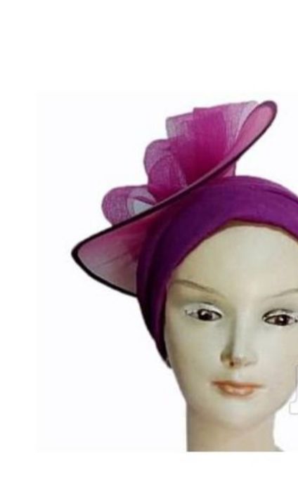 Ladies Turban Cap With Fascinator -MAGENTA