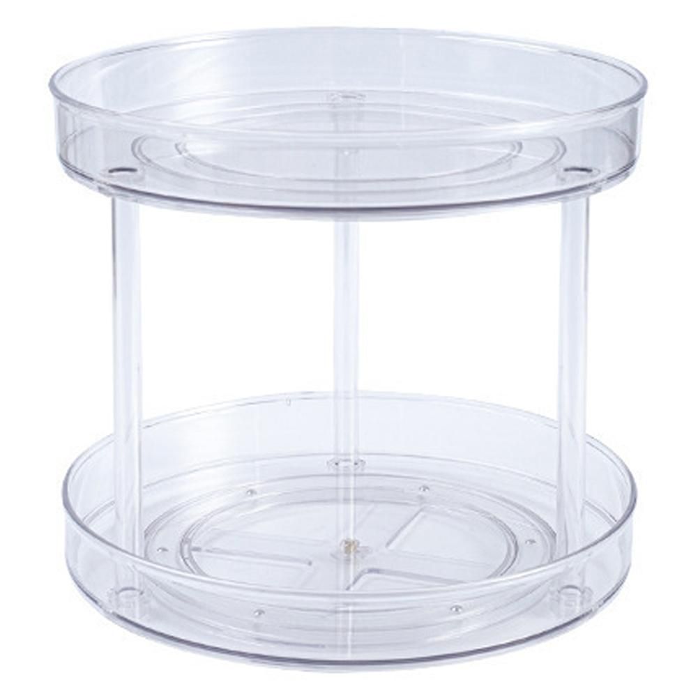 Rotating Organizer Transparent Double Layer 360° Rotatable Kitchen Seasonings Rack Makeup Holder Lazy Susan Turntable