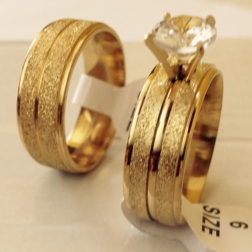 Wedding Ring Set T Gold Plated For Couple