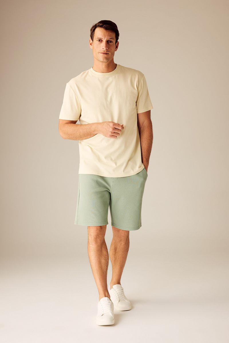 Man Slim Fit Knitted Knitted Short - Green
