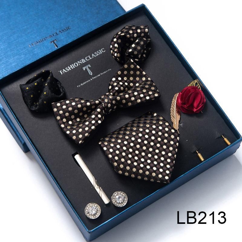 Men'S Tie Set 8-Piece Tie Corsage Brooch Cufflinks Accessories LB213