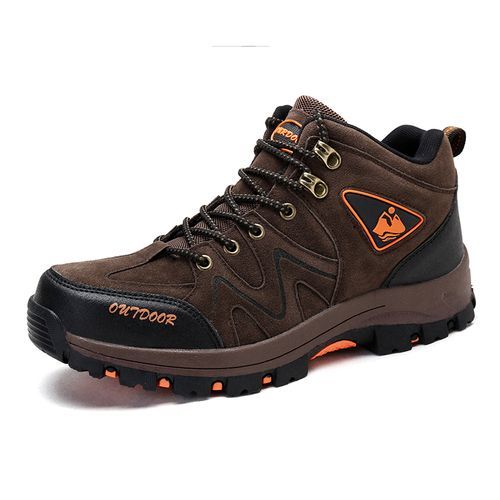 Mens Outdoor Hiking Shoes Mid Top Ankle Boots Brown