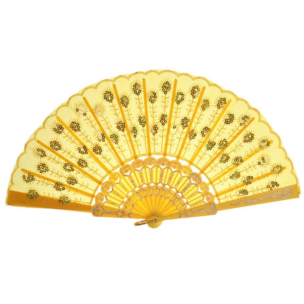 Held Wedding Fan 1pc Style Chinese Folding Hand Dance Best Flower C523 Silk Party Lace