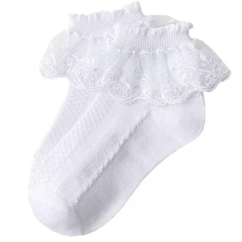 BABY GIRL ANKLE SOCKS  2 PAIRS - WHITE + PINK
