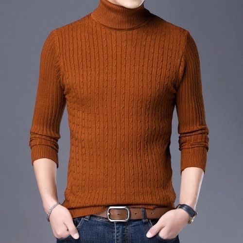 Turtleneck Shirt For Men & Women- Brown