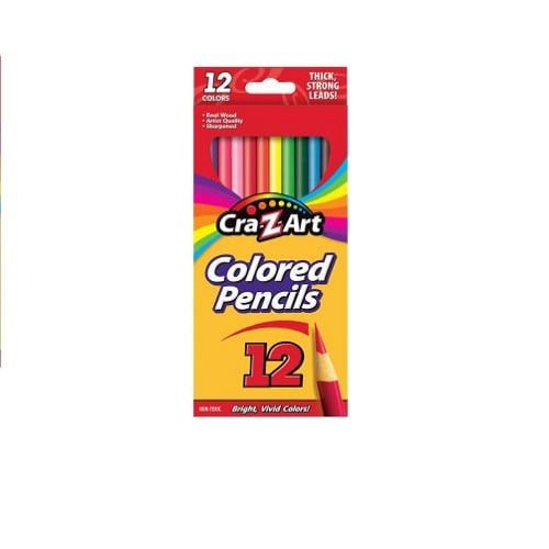 12 Colored Pencil Crayon- Real Wood