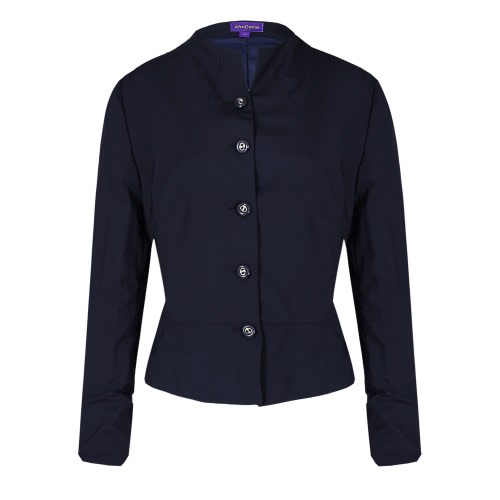 Ladies 5 Buttons Jacket With A Flared Design - Navy Blue - Lj-5097