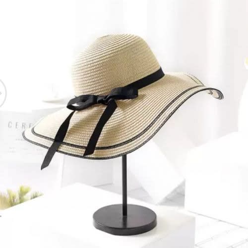 Adies Wide Brim Floppy Straw Hat For Church