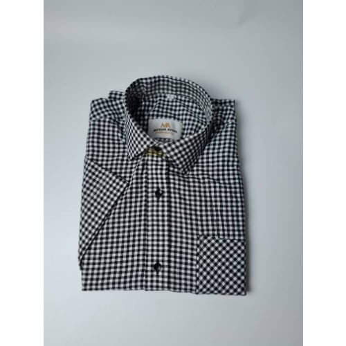 Short Sleeve Check Shirt - Black