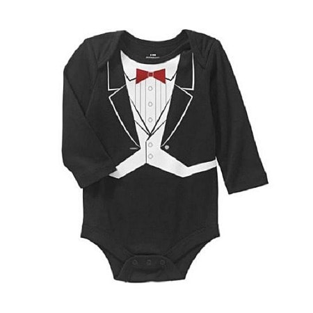 Baby Boy Tuxedo Bodysuit - Black