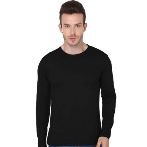 Men's Black Round Neck Long Sleeve Shirt