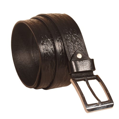 Pattern Leather Belt - Black