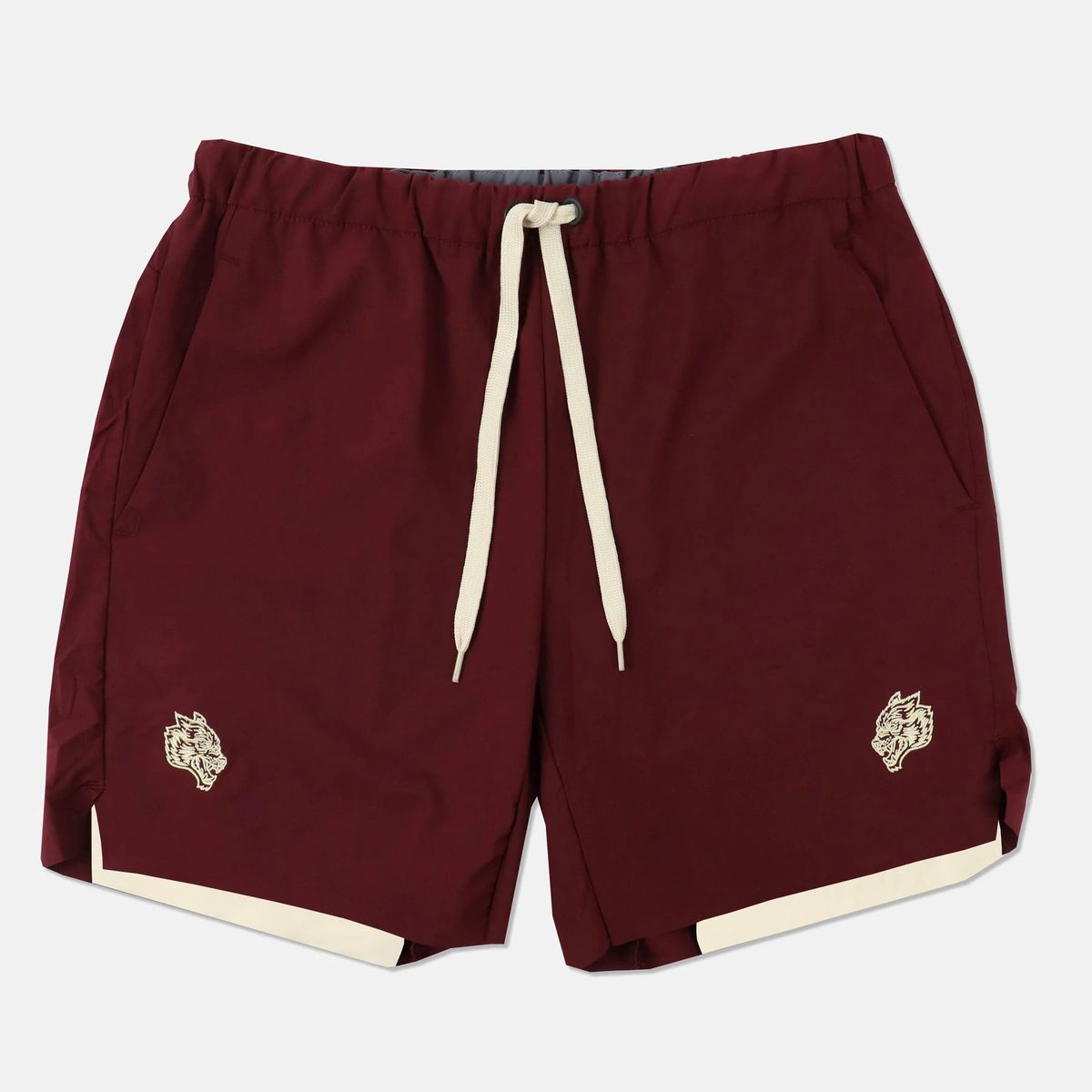 Muscle Double Layer Basketball Shorts-Red White Lining