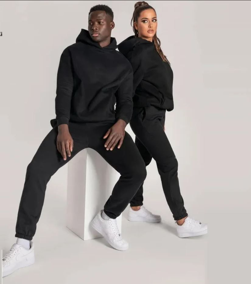 Cheap Simple Casual Couple Hoodies And Joggers - Couple Up And Down - Black